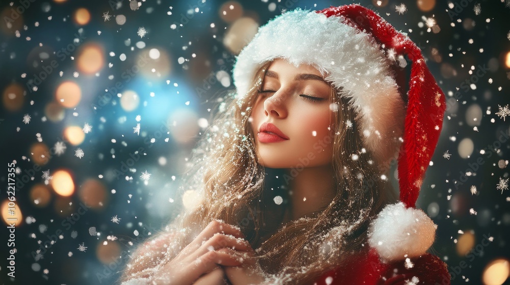 Stunning young woman wearing Santa Claus outfit. Stunning young woman wearing Santa Claus outfit.