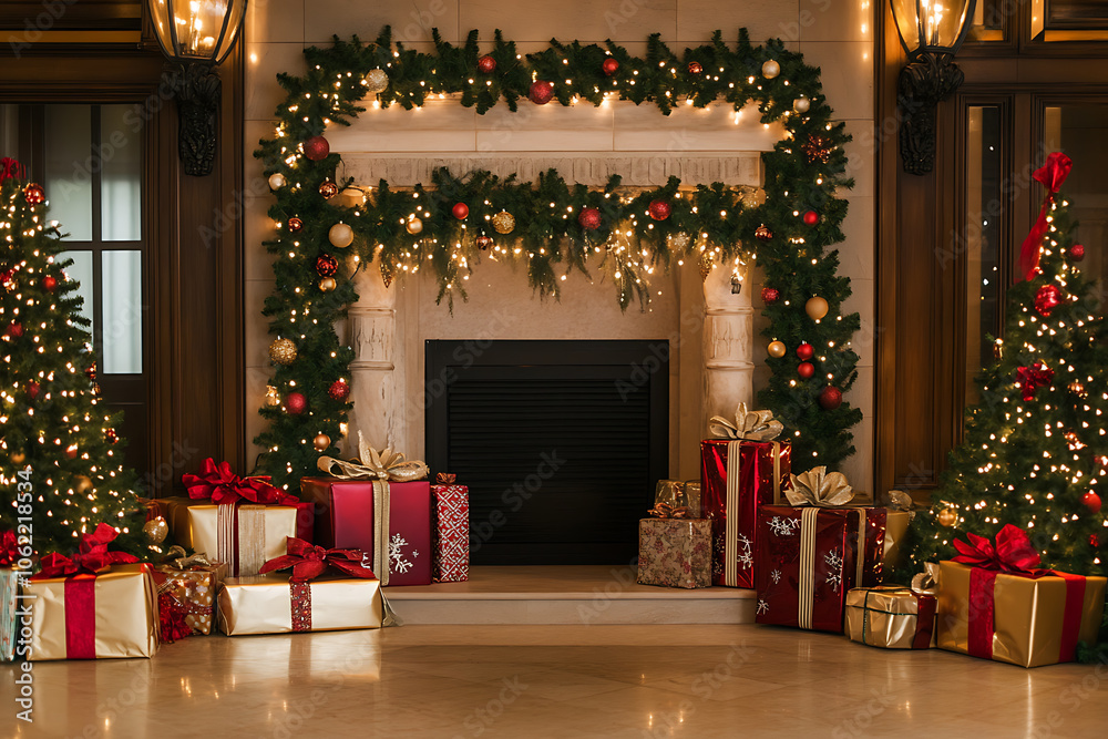 A festive catwalk set on the floor, surrounded by Christmas decorations such as twinkling lights, ornaments, pine garlands, and wrapped presents, creating a warm holiday atmosphere
A festive catwalk set on the floor, surrounded by Christmas decorations such as twinkling lights, ornaments, pine garlands, and wrapped presents, creating a warm holiday atmosphere