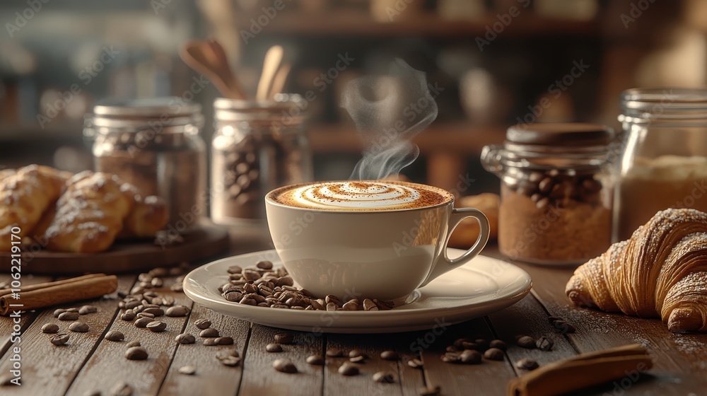 Rustic Coffee and Croissant Setup Rustic Coffee and Croissant Setup