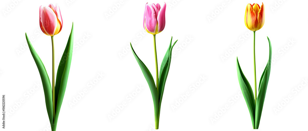 Obraz premium Beautiful Tulip Flowers, Isolated or Die Cut on Transparent Background.