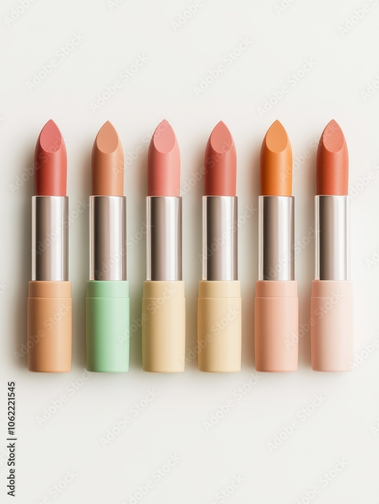 Obraz premium Colorful Lipsticks Isolated on Light Background