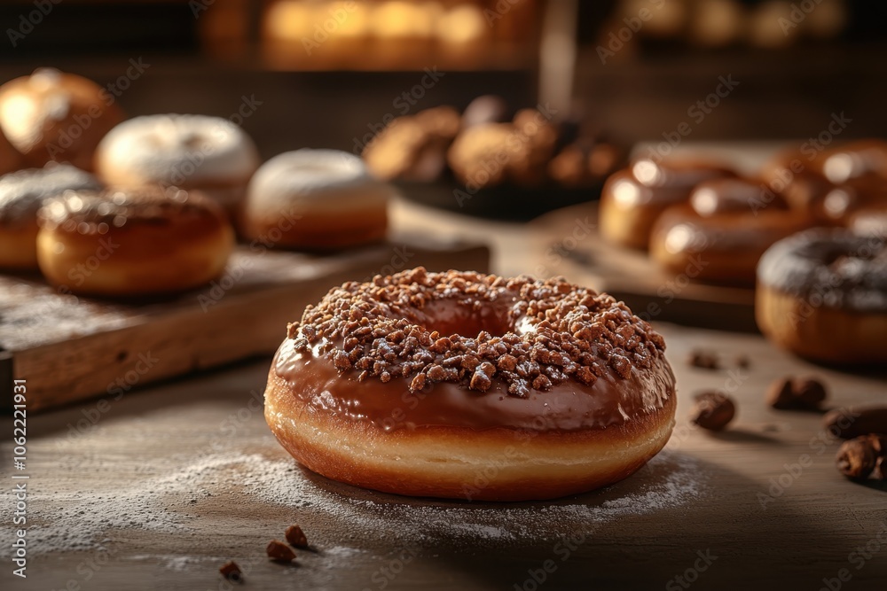 Chocolate Glazed Donut in Bakery Chocolate Glazed Donut in Bakery