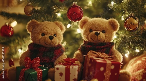 Beloved Christmas Bears adorned with Colorful Festive Decorations and Joyful Gifts to Celebrate this Special Season