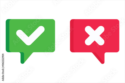 Pros and cons symbols with tick and cross marks illustration vector