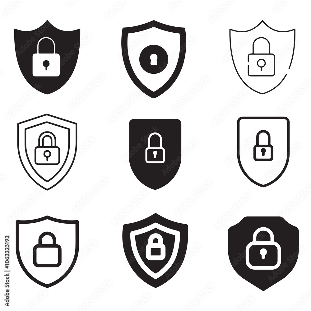 Set of security icons illustration vector Set of security icons illustration vector