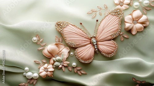 Decorative Butterfly with Floral Embellishments	