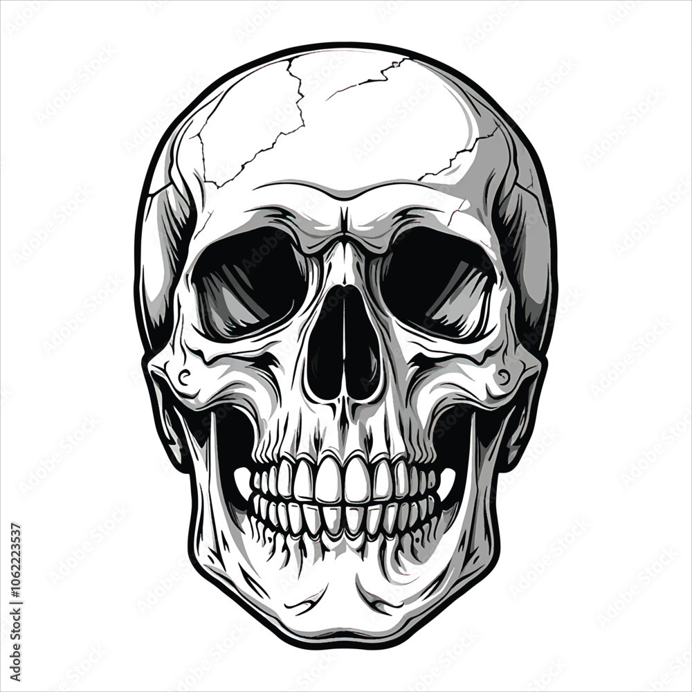 Obraz premium Vintage concept human skull illustration vector