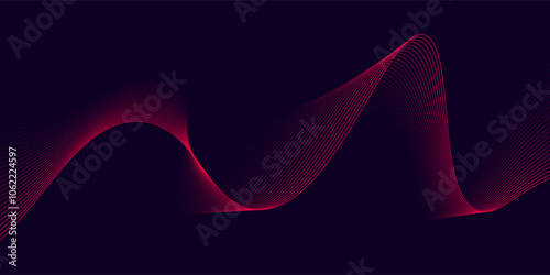 Abstract wave design with vibrant red lines on a dark background