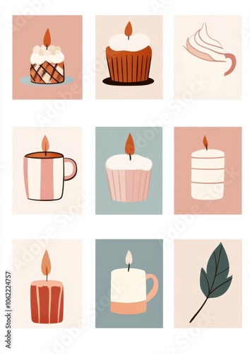 Minimal Candle and Drink Icon Collection	