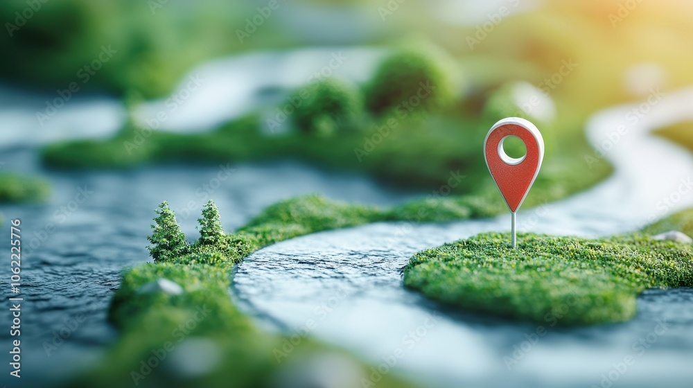 Navigate Path A curved navigation arrow with a dashed line, leading the eye along a ...