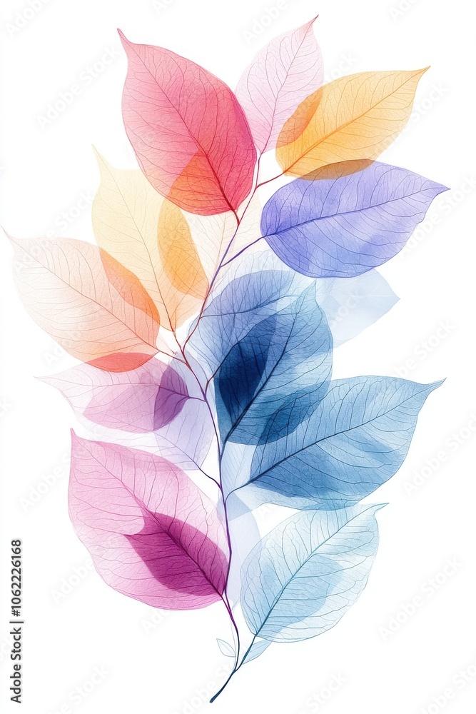 Colorful Delicate Leaves in Transparent Design Colorful Delicate Leaves in Transparent Design