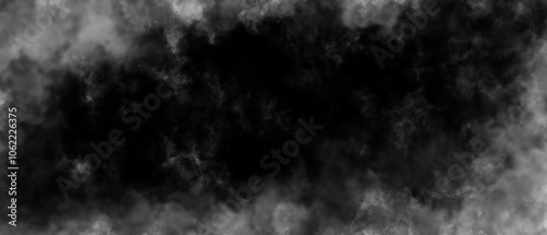 Black background and white smoke flowing together, looks lively in the dark. Illustration with transparent background.