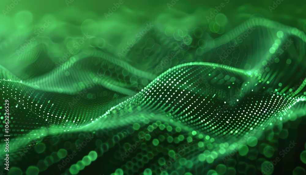 Abstract Green Wavy Pattern with Bokeh Lights Abstract Green Wavy Pattern with Bokeh Lights