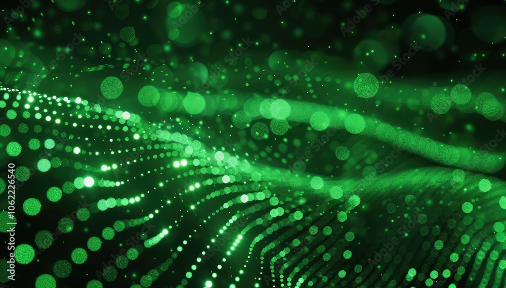 Abstract Green Bokeh Pattern with Glowing Circles and Particles Abstract Green Bokeh Pattern with Glowing Circles and Particles