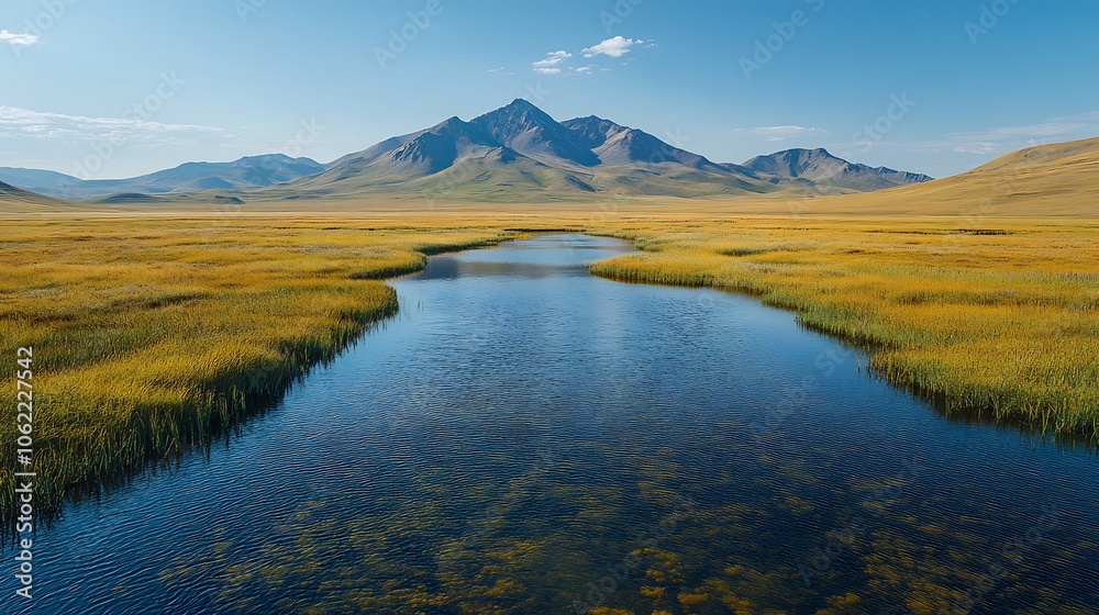 Obraz premium Prehistoric marshlands dotted unique plant species adapting fluctuating water levels and climate extremes during the Younger Dryas era