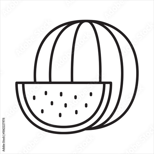 Watermelon line drawing fruit art for coloring pages illustration vector