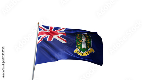 Flag of british virgin island with no background, transparent png, flag on a flag pole waving in the wind, national symbol of british virgin island, country in north america, picture of a flag photo