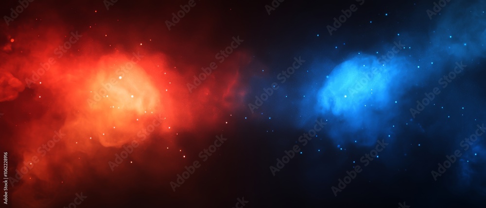Obraz premium A striking depiction of red and blue nebulae amidst a starry cosmos, showcasing the beauty of space.