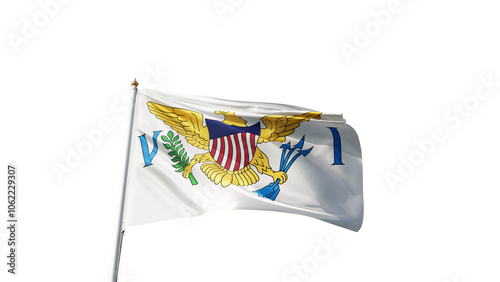 Flag of united state of virgin islands with no background, transparent png, flag on a flag pole waving in the wind, national symbol of us virgin island country in north america, picture of a flag photo