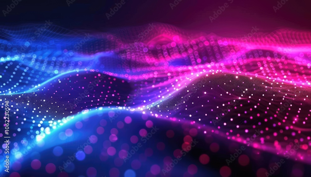 Abstract Digital Wave with Blue and Pink Lights Abstract Digital Wave with Blue and Pink Lights