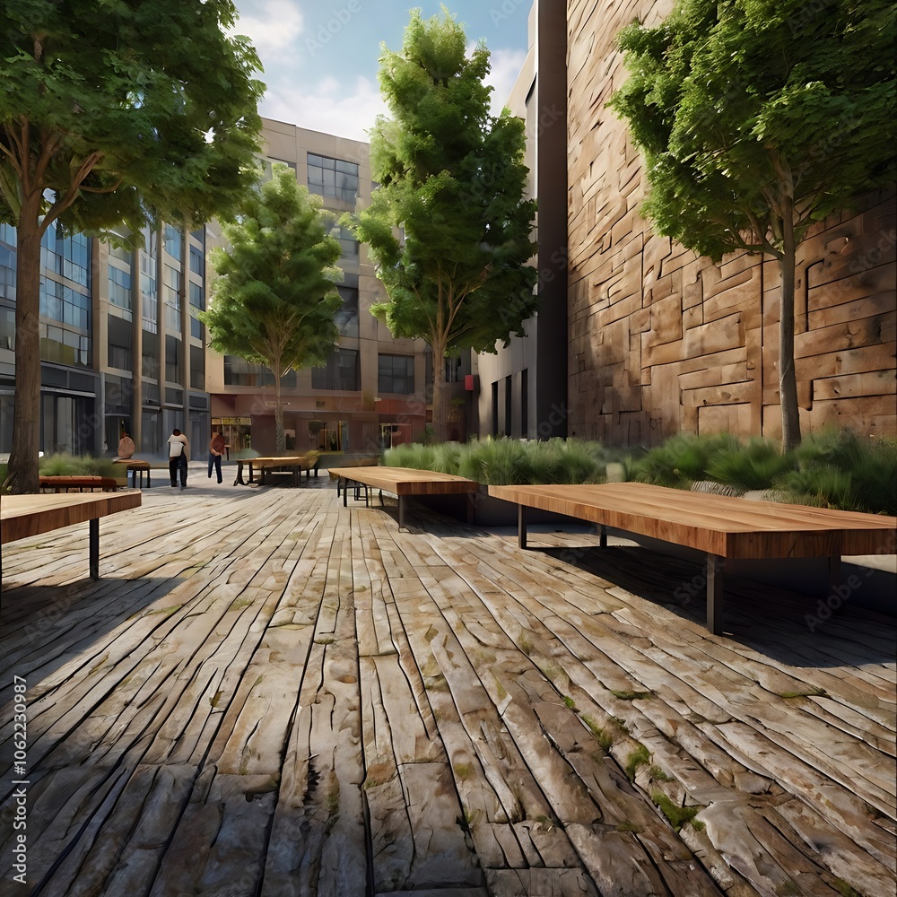 Fototapeta premium Tree Bark Textured Public Buildings