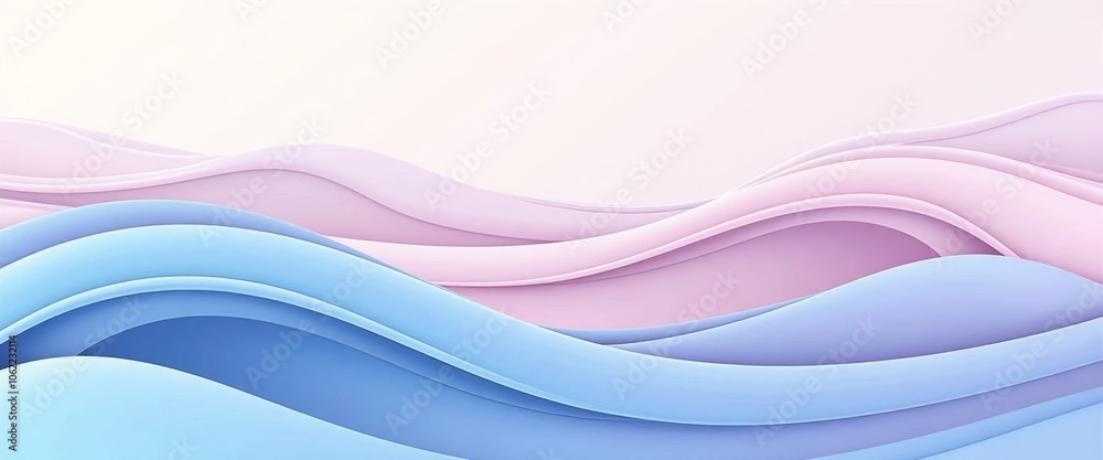 A blue and pink ocean with waves. The waves are very large and the sky is pink. The ocean is very calm and peaceful