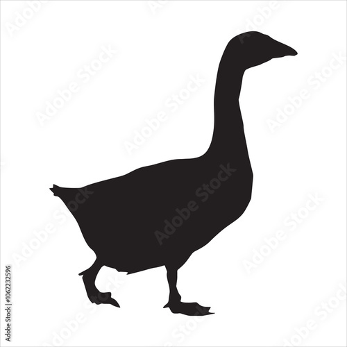 Goose full black silhouette illustration vector
