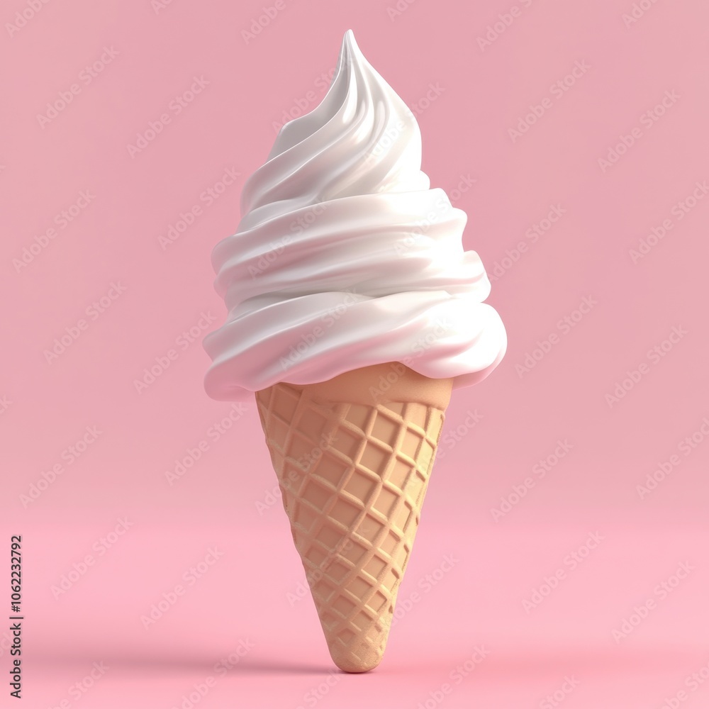 Delectable Soft Serve Ice Cream Cone on a Pastel Pink Background Delectable Soft Serve Ice Cream Cone on a Pastel Pink Background