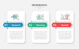 Business infographic template. 3 Step timeline journey. Process diagram, 3 options on white background, Infograph elements vector illustration.