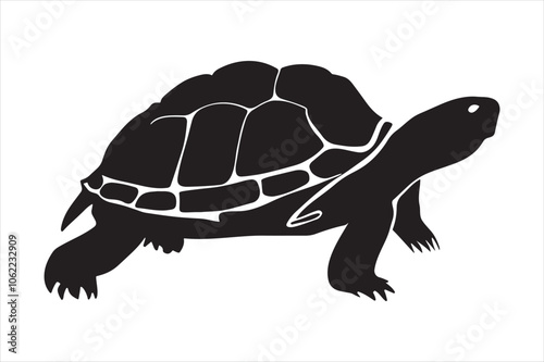 Turtle animal black and white silhouette illustration vector