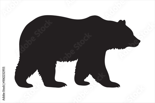  Bear animal full black silhouette illustration vector