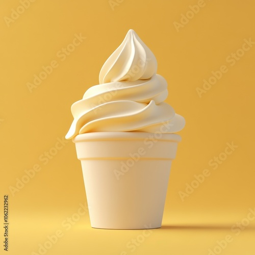 Soft and Creamy Frozen Treat on Bright Yellow Background