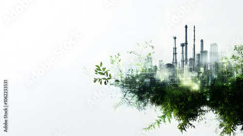 blend of nature and technology, showcasing green industrial landscape