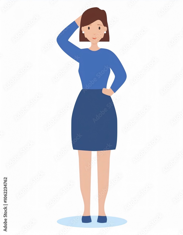 Fototapeta premium Businesswoman scratching her head while making an important decision, full body portrait