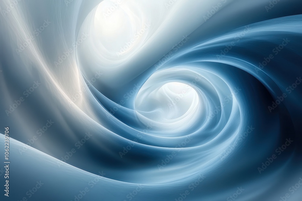 Fototapeta premium Swirling blue abstract shapes create a calming vortex effect in a serene composition