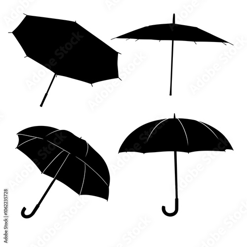 Vector Silhouette Umbrella Icon Set