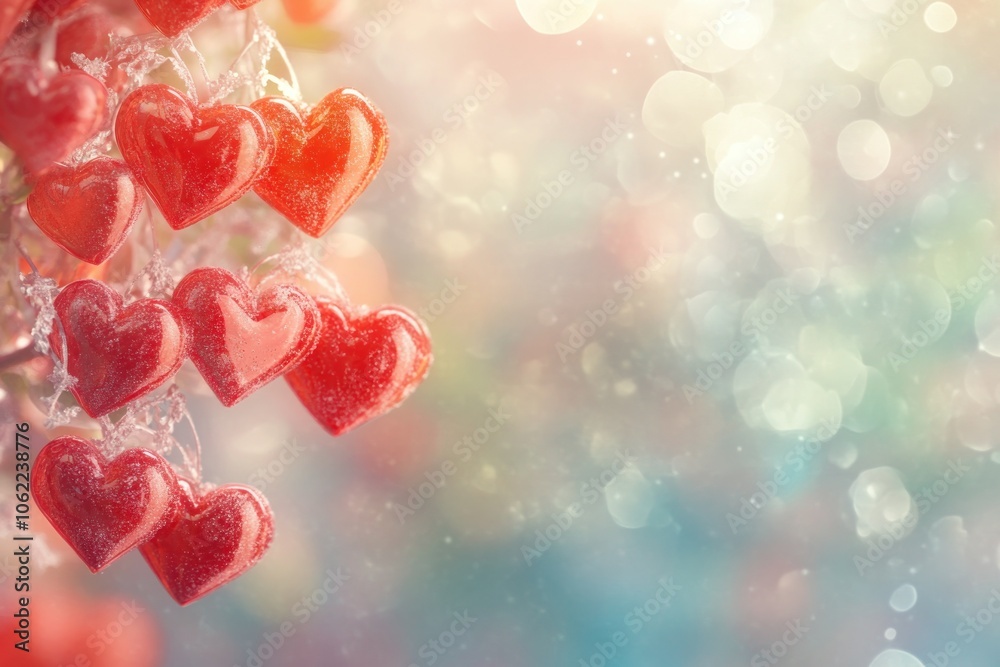 Beautiful Composition of Red Hearts on Soft Background Beautiful Composition of Red Hearts on Soft Background