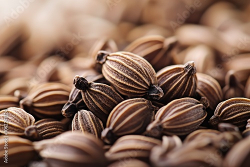 Close-Up of Cumin Seeds on White Background