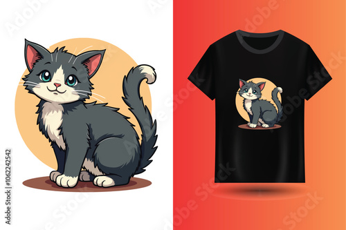  Cute cat for t shirt design illustration vector