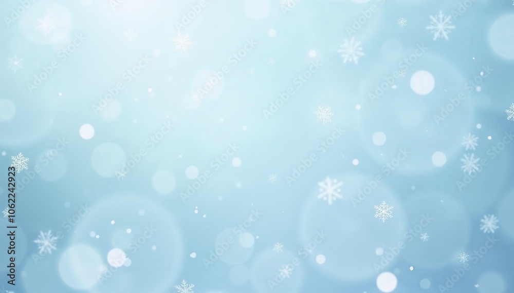Close-up snowflakes against pale blue sky background, gentle and serene winter atmosphere Close-up snowflakes against pale blue sky background, gentle and serene winter atmosphere