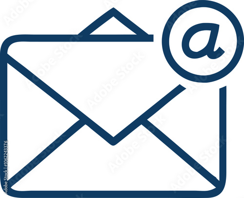 Simple Email Outline Icon, Vector PNG