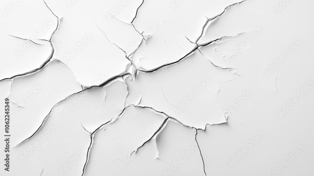 A white wall with cracks and holes in it A white wall with cracks and holes in it