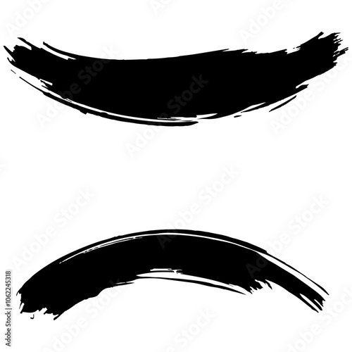 和風素材　筆で描かれた線のイラストセット　ベクター