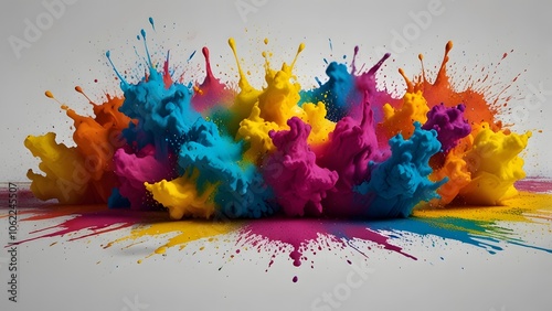 Vibrant CMYK Ink Explosion Colorful Paint Splash Creative Design photo