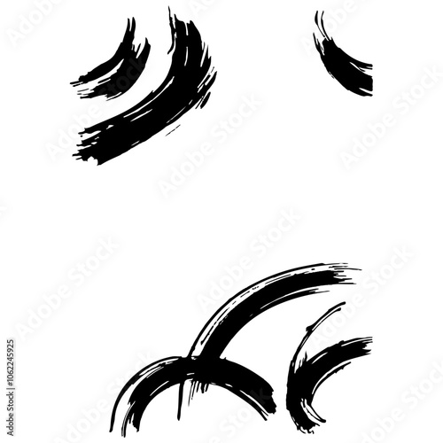 和風素材　筆で描かれた線のイラストセット　ベクター
