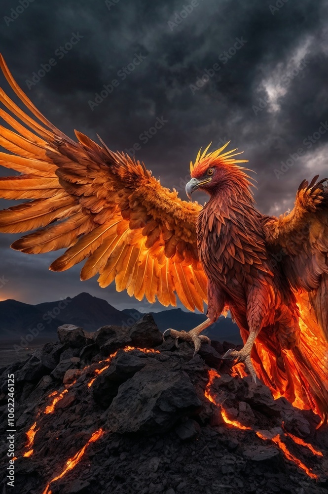 fire in the sky, volcano, lava, phoenix, bird, fantasy, inferno, animal fire in the sky, volcano, lava, phoenix, bird, fantasy, inferno, animal