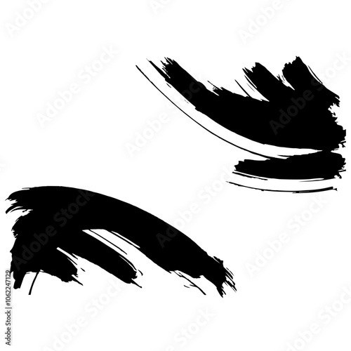 和風素材　筆で描かれた線のイラストセット　ベクター