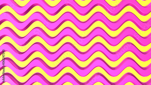 Abstract Pink and Yellow Candy Stripes Waves Background.