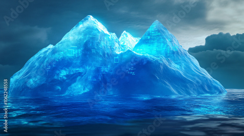 Wallpaper Mural A holographic iceberg, where the submerged part reveals complex business data and agility metrics driving visible growth and success.  Torontodigital.ca