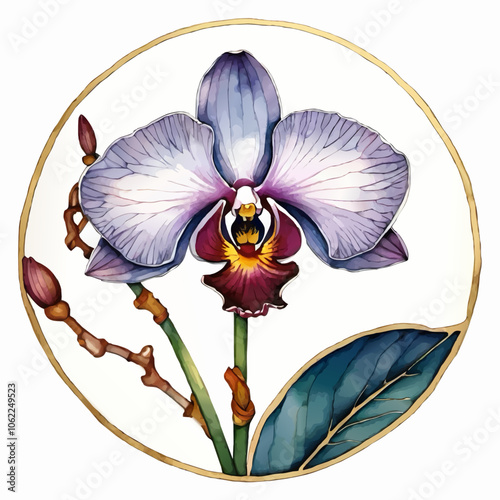 orchid blossem watercolor vector photo